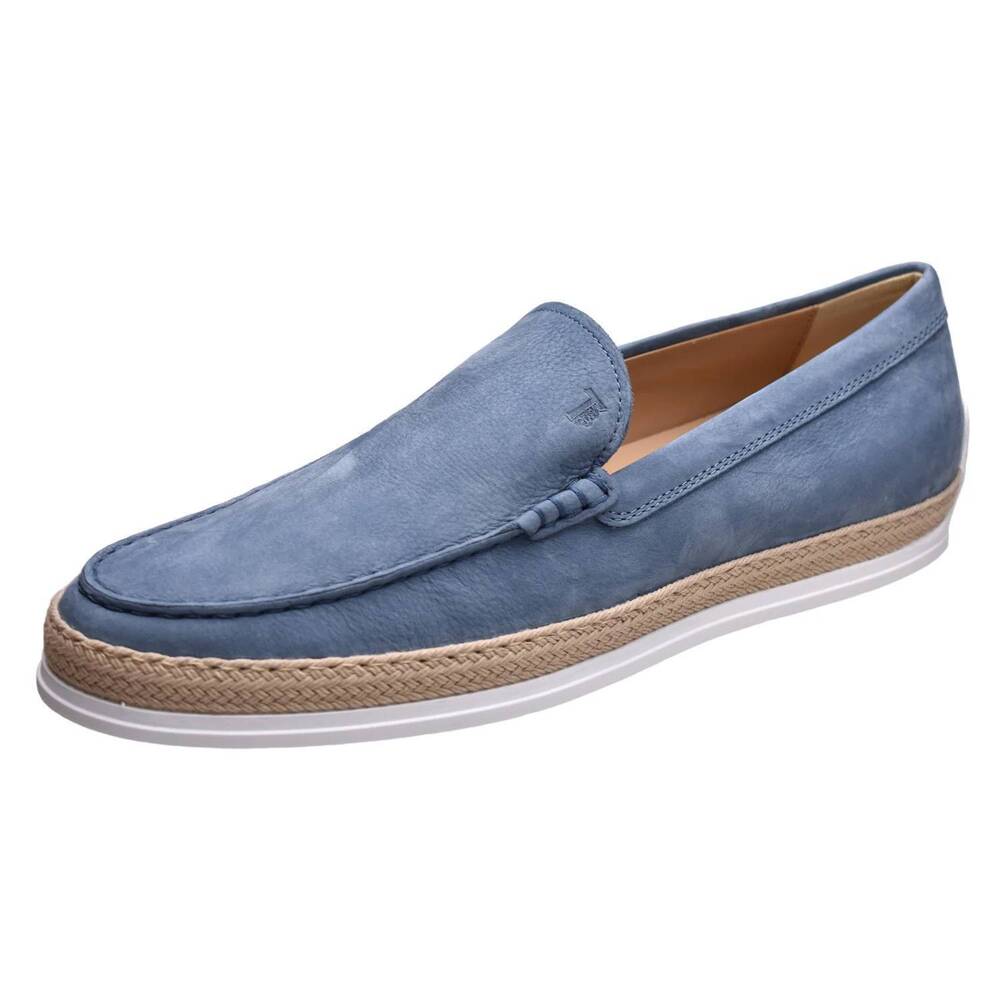 NEW TOD'S men's nubuck espadrille slip on espadrille shoe in blue